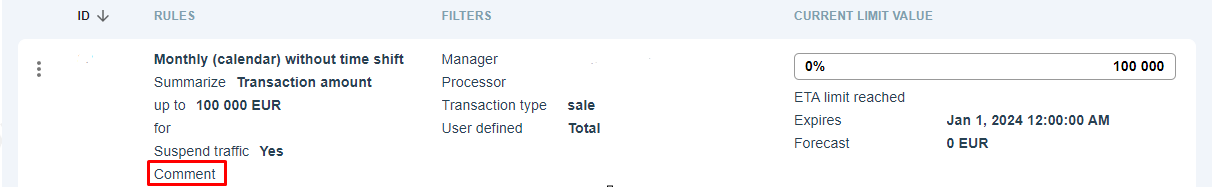 comment example processinglimits