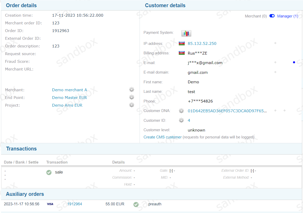 Master Endpoint Transaction Example